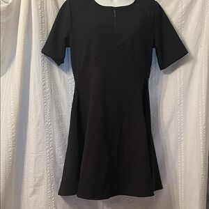 Janette Fashion Women's Black Short-Sleeve Midi Fit-and-Flare Dress size large